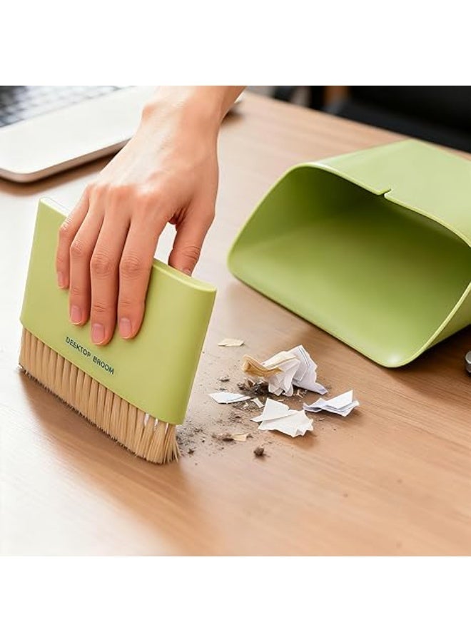 Small Broom and Dustpan Set, Soft Bristle Whisk Dust Pan and Brush Set, Mini Hanging Wall Mounted Trash Can, for Cleaning Desktops, Keyboard, Drawer, Sofa - Image 2